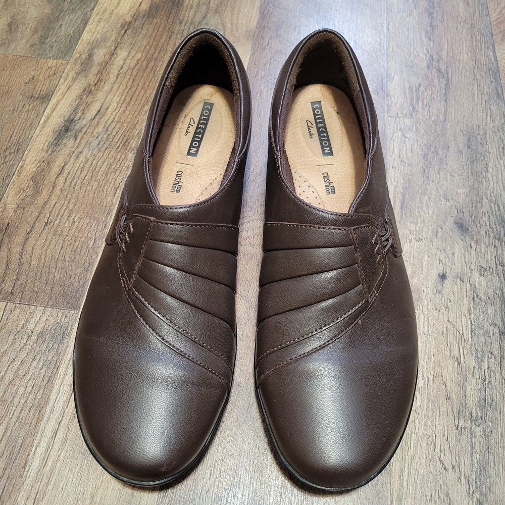 Clarks Everlay Iris Flats Soft Cushion Collection Women's Brown Leather Slip On